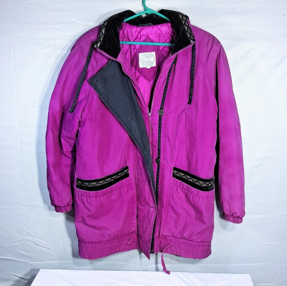 Women's Small Current Seen Vintage "Barbie" Quilted Magenta/Fuschia Winter Coat